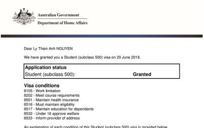 Visa du học Úc – Nguyễn Lý Thiên Anh – THPT Tây Úc