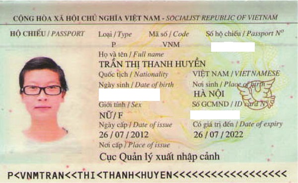 hộ chiếu trần thị thanh huyền