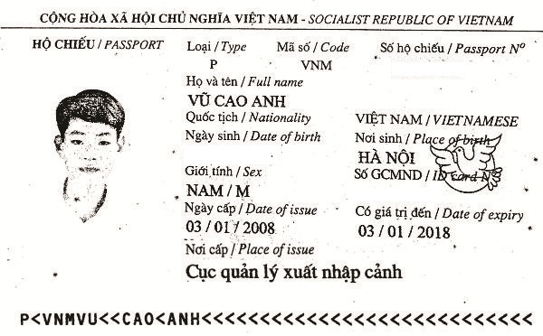 hộ chiếu vũ cao anh