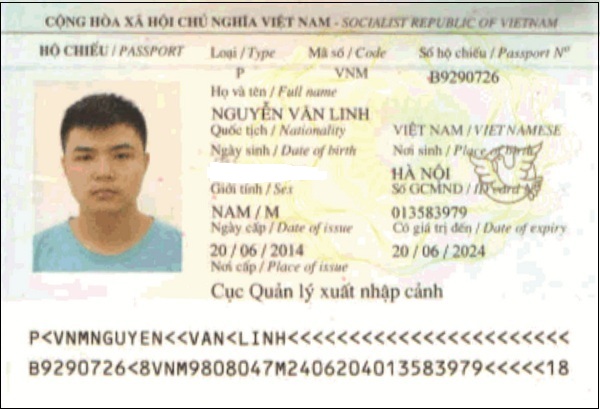 hộ chiếu Nguyễn Văn Linh