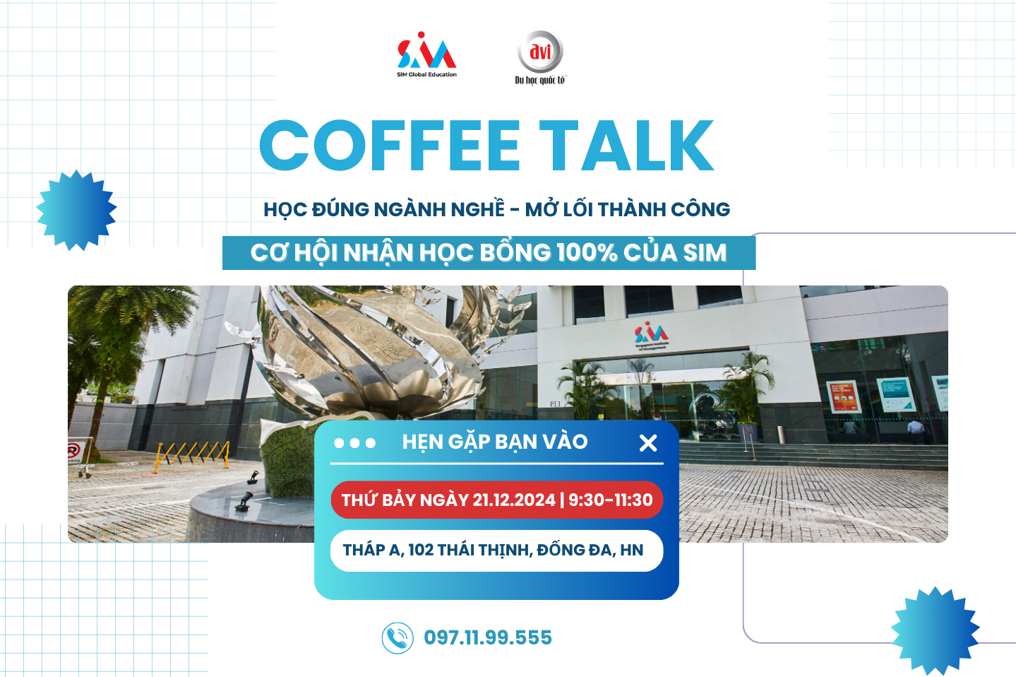 Coffee Talk cùng SIM Singapore: Nhận Học bổng 100% - Du học Quốc Tế AVI